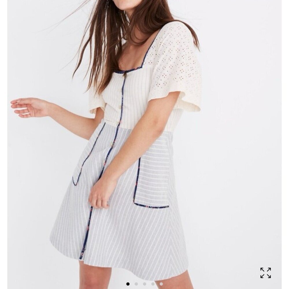 Madewell x The New Denim Project Patchwork Square-Neck Midi Dress NWOT Size 6